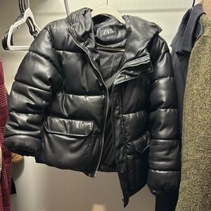 Zara Faux leather Puffer